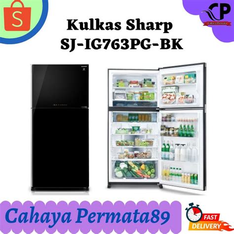 Jual Kulkas Sharp SJ IG763PG BK Kulkas 2 Pintu Mega Freezer J Tech