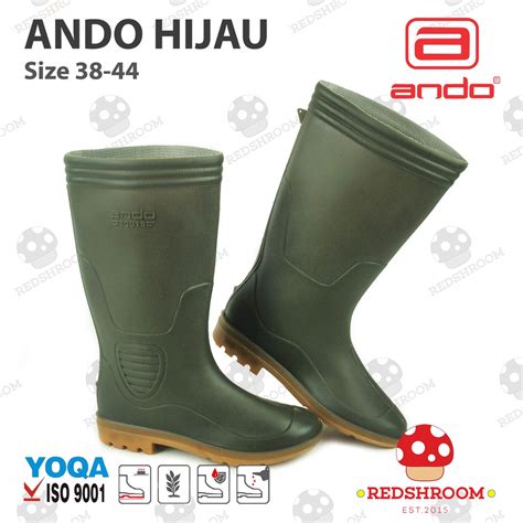 Jual Sepatu Boot Tinggi Ando Hijau Boots Ringan Lentur Nyaman Anti Slip