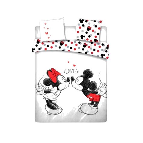 Disney Mickey And Minnie Kiss Cotton Duvet Cover Bed Double Nerdom