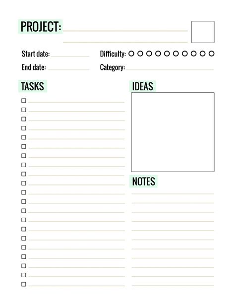 Project Planner Printable