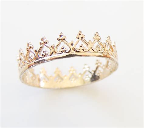 Gold Crown Ring Princess Crown Ring Yellow Gold Ring By Luxuring