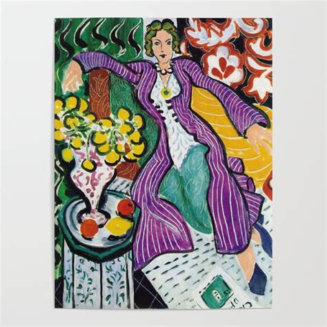 Woman In A Purple Coat 1937 By Henri Matisse Artwork Design Poster