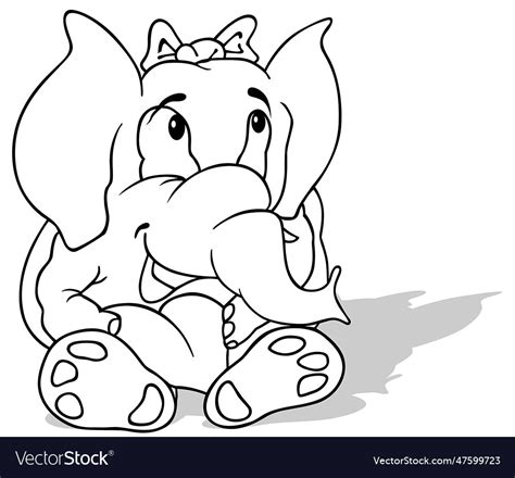 Drawing of a sitting elephant holding a heart Vector Image