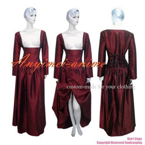 US 109 00 Fondcosplay O Dress The Story Of O Dark Red Nude Breasted Taffeta Dress Cosplay