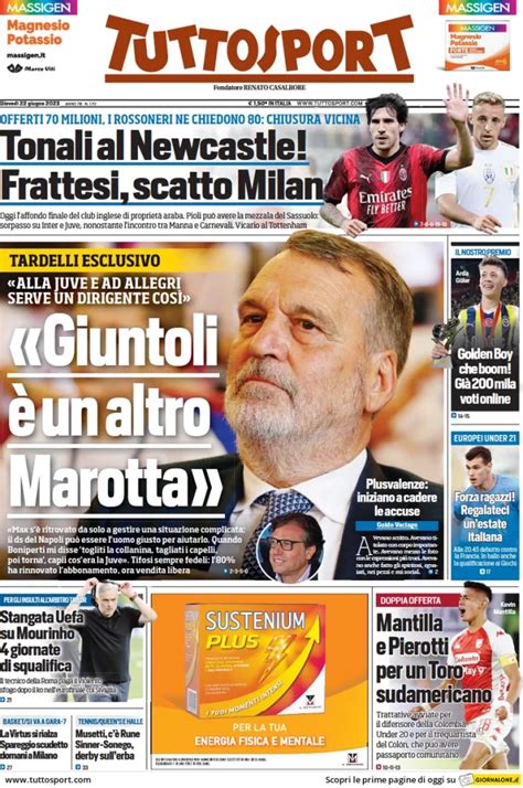 Revue De Presse Italienne Du 22 Juin 2023 TuttoSport Corriere Dello