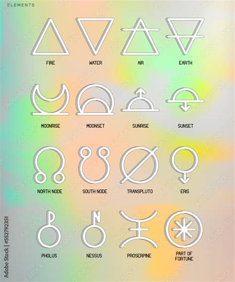 ASTROLOGY ELEMENTS zodiac horoscope thin line label linear design ...