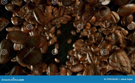 Freeze Motion Of Falling Roasted Coffee Beans Stock Photo Image Of