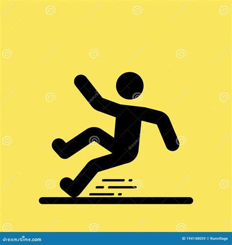 Wet Floor Sign Slippery Floor Icon With Falling Man In Modern Rounded