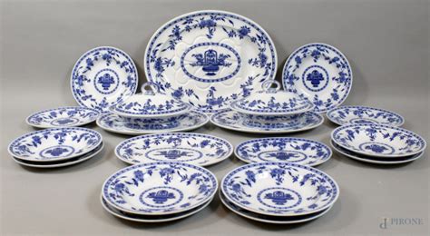 Servizio Da Tavola Delft In Porcellana Bianca E Blu Composto Da Sei