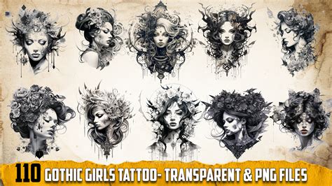 ArtStation - 110 Gothic Girls Tattoo (PNG & TRANSPARENT Files)-4K - High Quality | Artworks