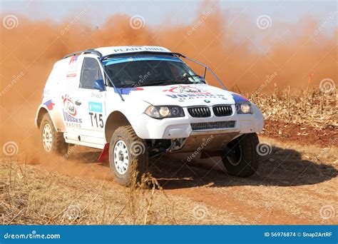 Drifting White Bmw Rally Car Kicking Up Dust On Turn Editorial Stock