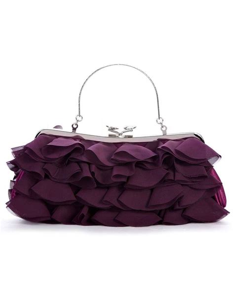 Purple Satin 2613cm Metallic Ladies Special Occasion Handbag Wedding