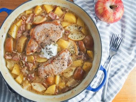 Cider Braised Pork Chops With Apple And Rutabaga Carolines Cooking