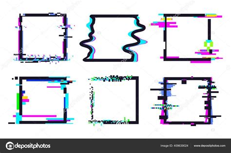 Glitch square frame, square template shape colorful Stock Vector Image ...