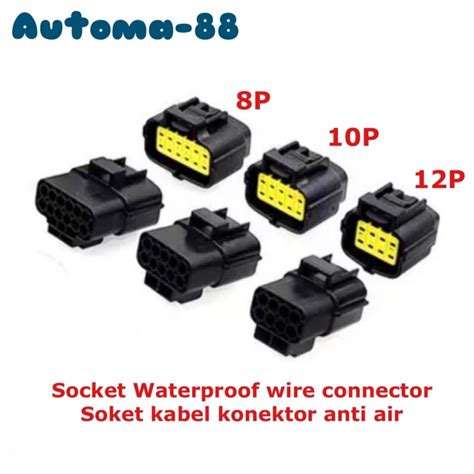 Jual Soket Konektor Kabel Anti Air Waterproof 8P 10P 12P Motor Otomotif