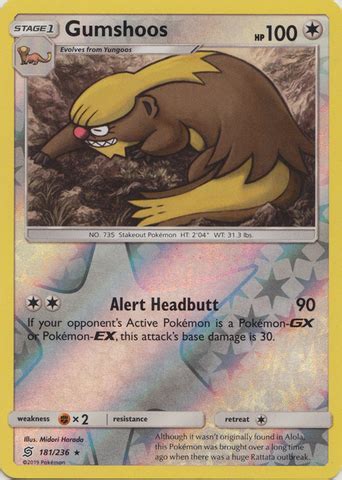 Gumshoos Rare Reverse Holo Pokemon Singles Sun Moon