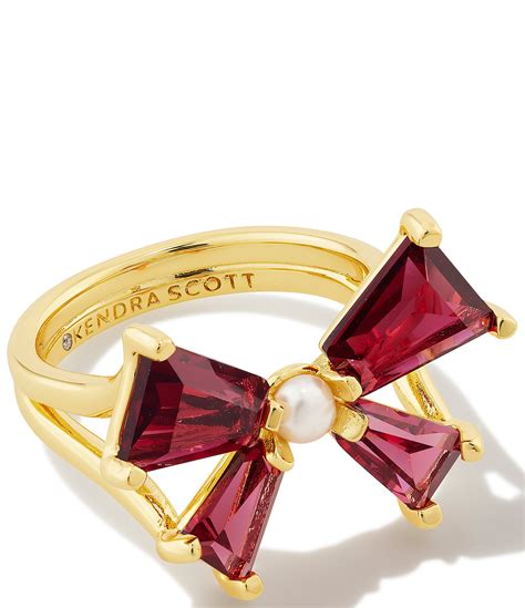 Kendra Scott Blair Bow Crystal Pearl Gold Cocktail Ring Dillard S