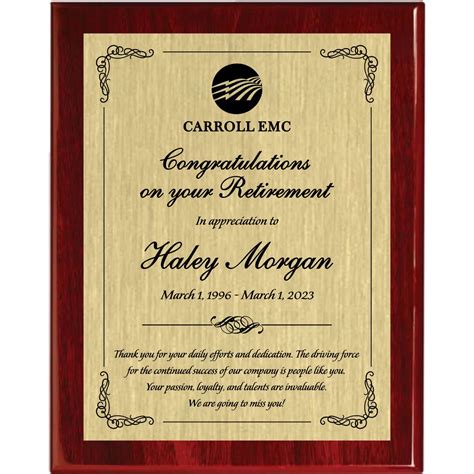 Retirement Plaque | Plaques & Awards | Employee Retirement Award