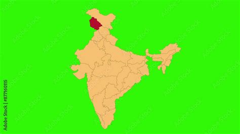 Jammu & Kashmir map animated video. Map Highlighted on the India map ...