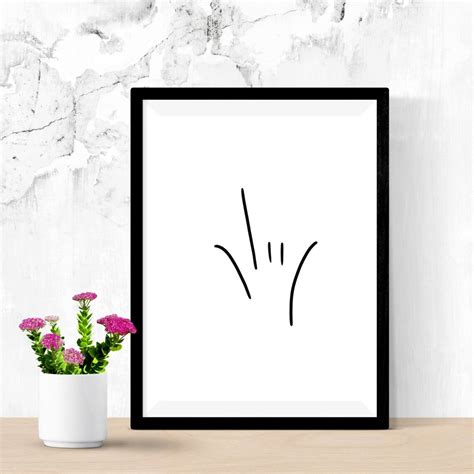 I Love You ASL Line Art Sign Language Wall Art Deaf Art - Etsy