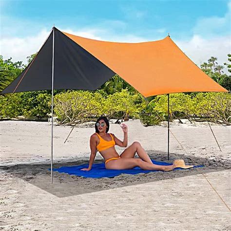 10 ft. x 10 ft. Orange Beach Tent Sun Shelter with 6-Sandbags ST726B-263 - The Home Depot