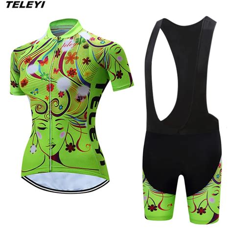 New Green Sportswear Bike Cycling Jersey Sets Women Bike Clothing