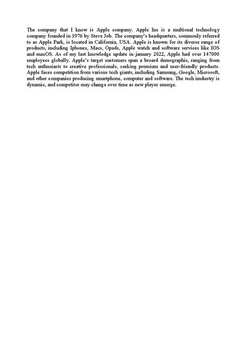 Unit 1 company - The company that I know is Apple company. Apple Inc is