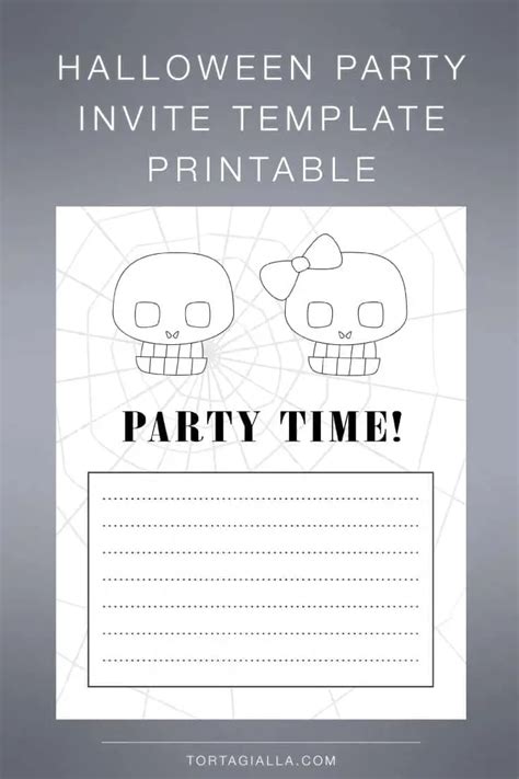 Halloween Party Invite Template Printable - Skulls Party Time Notecards ...