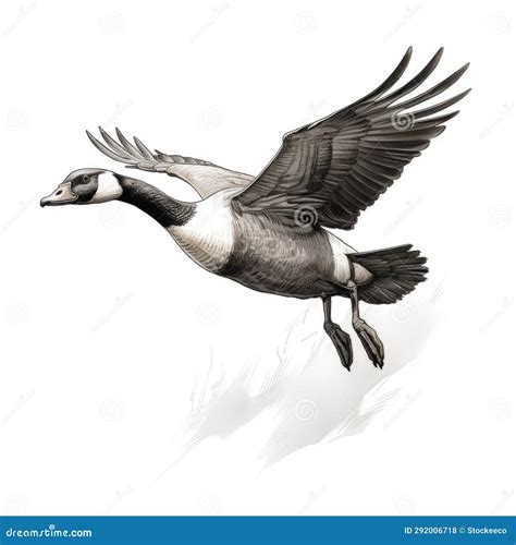Hyper Realistic Goose In Flight Illustration By Travis Charest Stock
