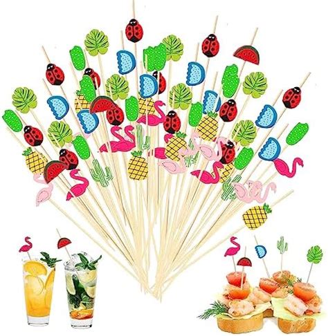 Amazon Pack Cocktail Picks Bamboo Sticks For Flamingo Party