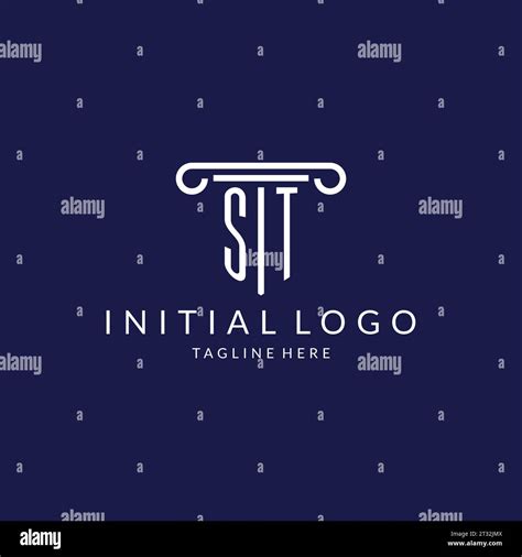 ST Logo Monogram With Pillar Shape Designs Vector Stock Vector Image