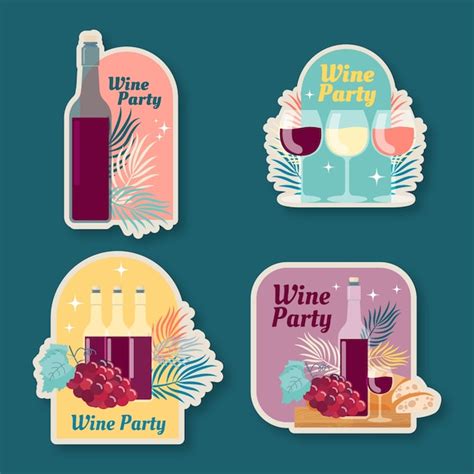 Free Vector Hand Drawn Wine Party Labels Template