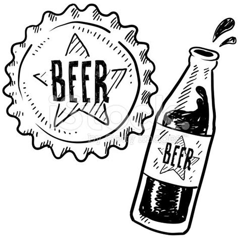 Doodle Style Beer Bottle And Cap Sketch In Vector Format Eps10 File