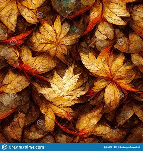 Fallen Leaves Background Autumn Nature Yellow Red Brown Ai Generated