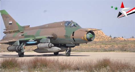 Syrian Su 22 Fitters Al Sheyrat Ab Using S 8 Rockets Against Ground