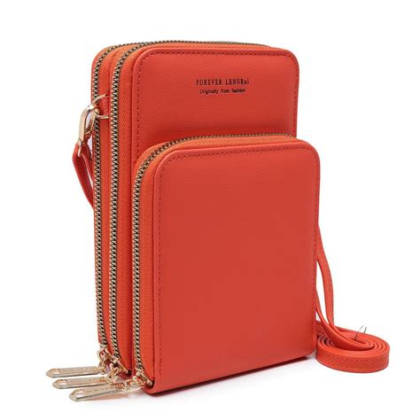 Bolsa Feminina Carteira Porta Celular Transversal Tiracolo Laranja