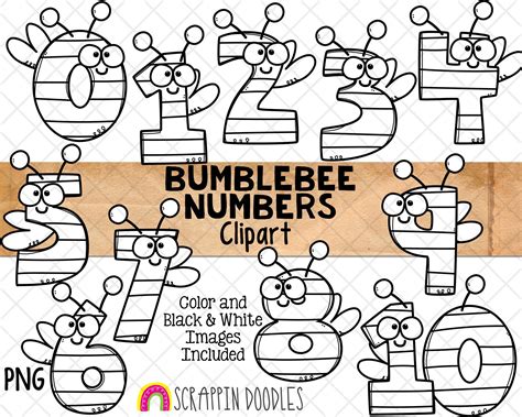 Bumblebee Clipart - Bumble Bee Numbers - Garden Insects - Bee Number 0