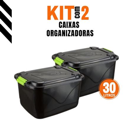 Kit Caixas Organizadora L Grande C Tampa E Trava Cesto Para