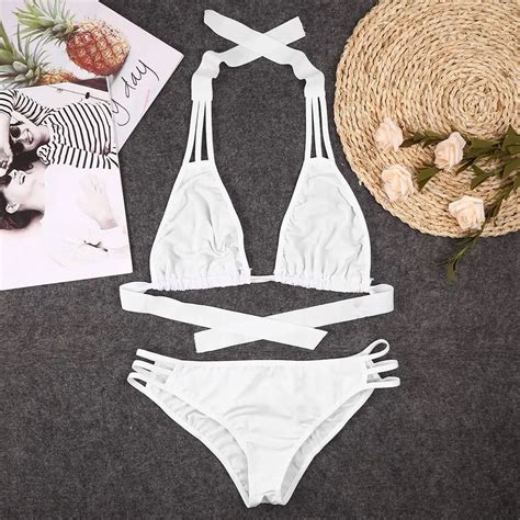 Women Sexy Halter Sleeveless Floral See Through Two Piece Bikini Set