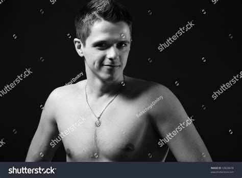 Naked Muscular Young Man Black Background ภาพสตอก Shutterstock
