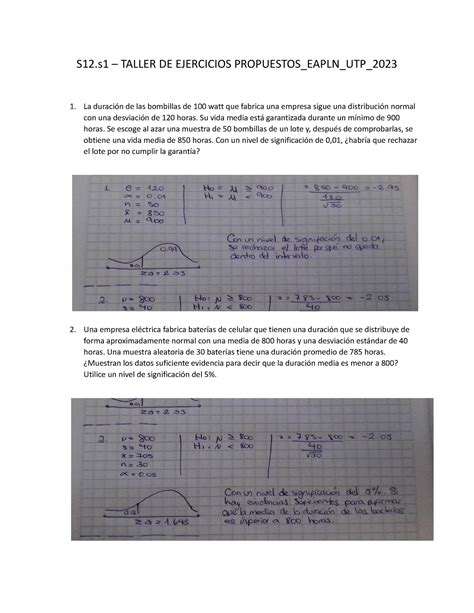 Taller De Ejercicios S Taller De Ejercicios Propuestos Eapln Utp