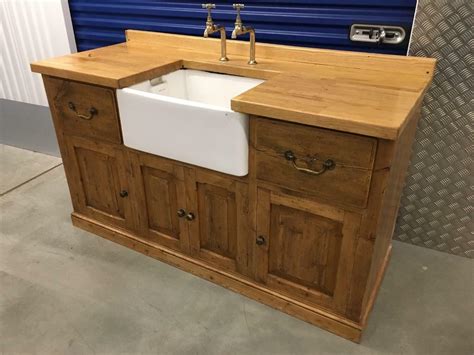 Freestanding Solid Pine And Oak Kitchen Belfast Sink Unit Cupboard Laura