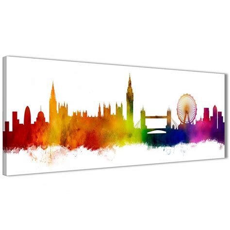 Skyline Of London Cityscape Canvas Wall Art In Multi Coloured