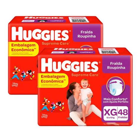 Kit De Fraldas Roupinha Huggies Supreme Care Tamanho XG Pacote Hiper 96