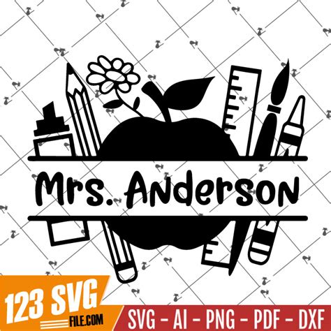 Teacher Svg Teacher Split Monogram Svg School Supplies S Inspire