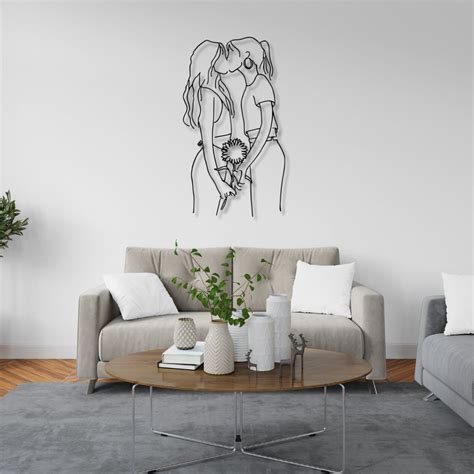 Lesbian Couple Metal Wall Art Lesbian Kissing Hot Couple Wall Art