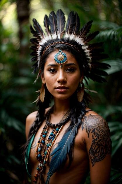 Premium Ai Image Beautiful Sexy Native American Woman In Traditional Tribal Costume