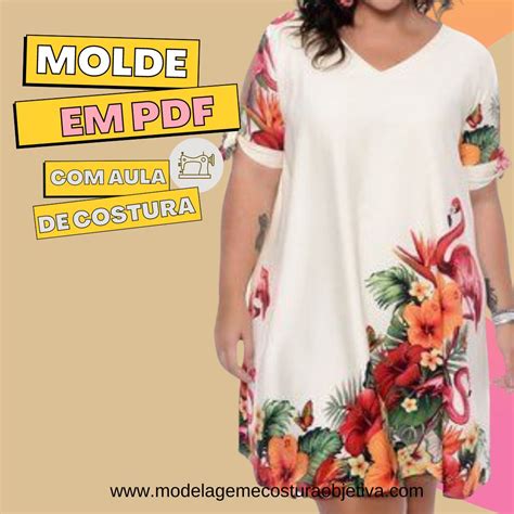 Molde Em Pdf Vestido Decote V La O Na Manga Aula De Costura