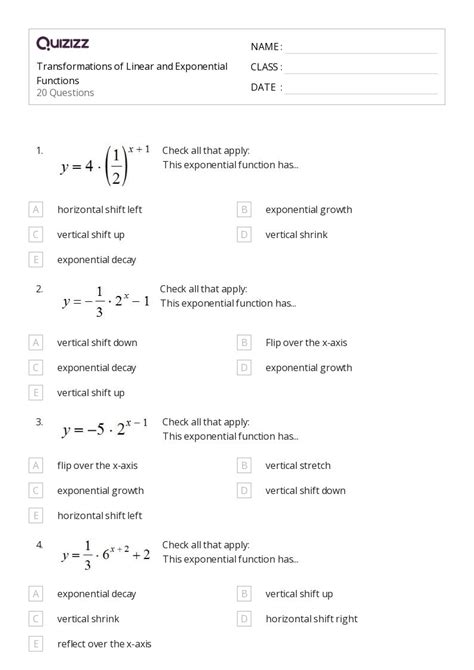 50 Derivatives Of Exponential Functions Worksheets For 12th Grade On