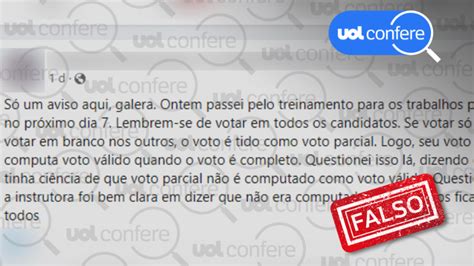 Voto Parcial Falso Eleitor Pode Escolher Apenas Presidente